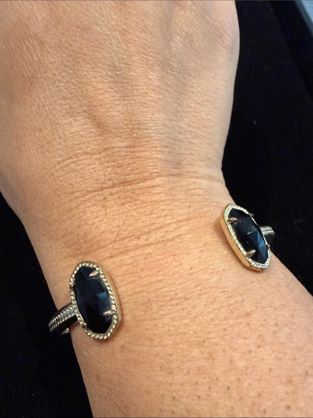 Kendra Scott Gold-Tone Black Stone Cuff Bracelet - Women Jewelry